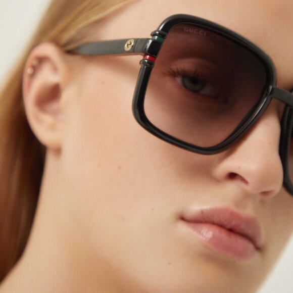 NEW GUCCI SQUARE SHAPE BLACK SUNGLASSES GG1066S 001 - Picture 3 of 5